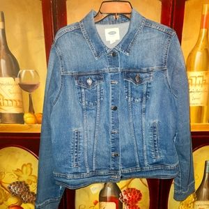 Old Navy size XL medium wash distressed jean jacket